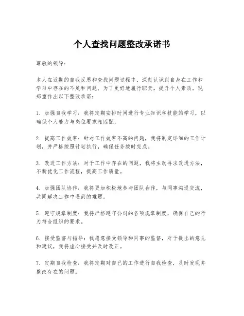 个人查找问题整改承诺书