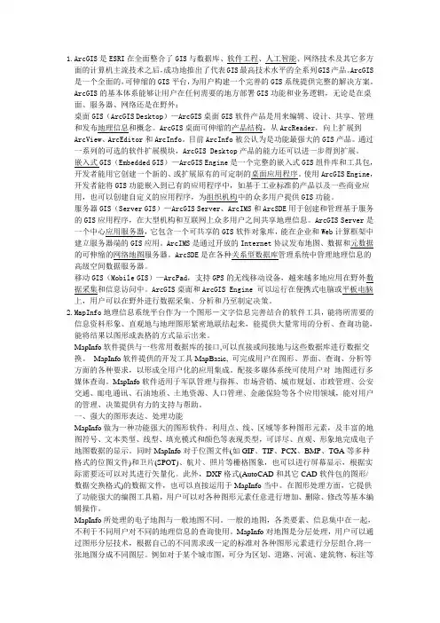 简介国内外典型GIS软件