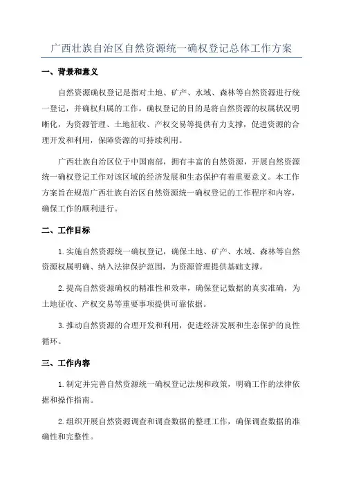 广西壮族自治区自然资源统一确权登记总体工作方案