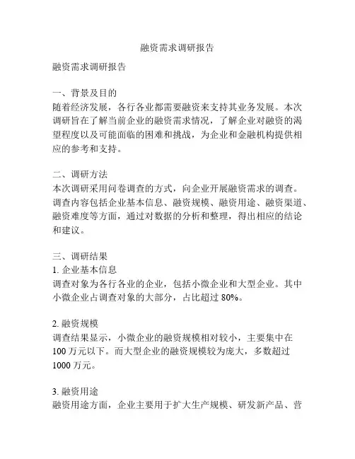 融资需求调研报告