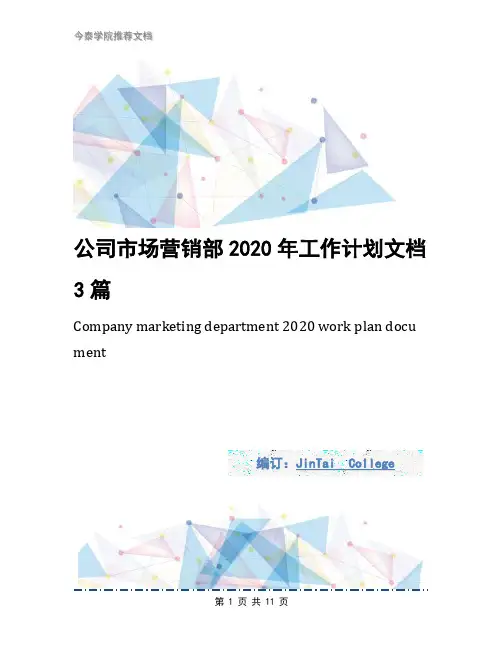 公司市场营销部2020年工作计划文档3篇