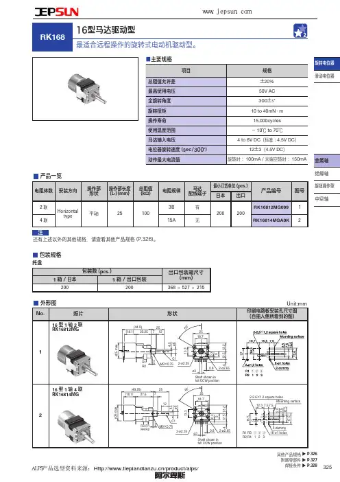 ALPS马达驱动型电位器RK168系列选型手册