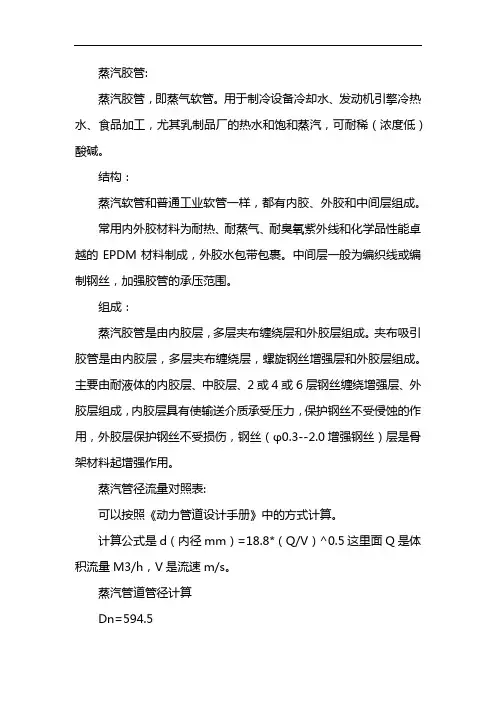 蒸汽管径流量对照表