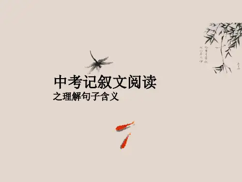 中考语文二轮专题复习记叙文阅读之理解句子的含义(共34张PPT)