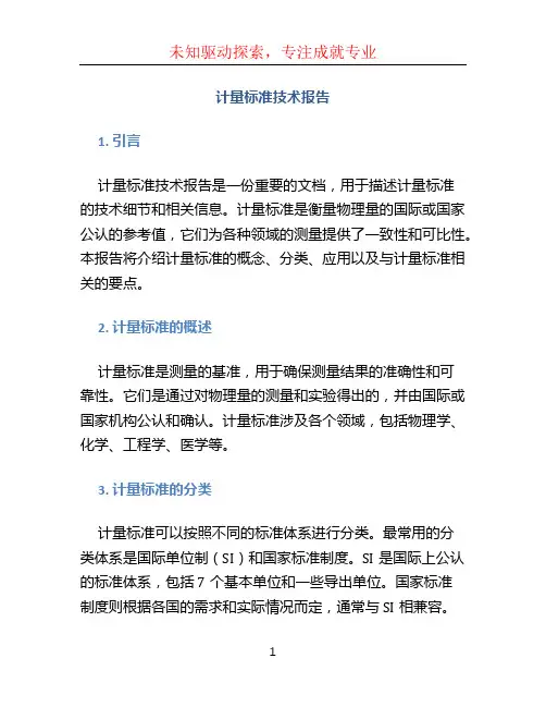 计量标准技术报告