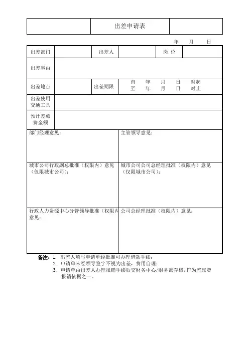出差申请表