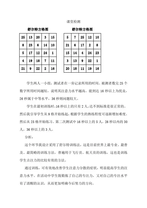  舒尔特方格题纸