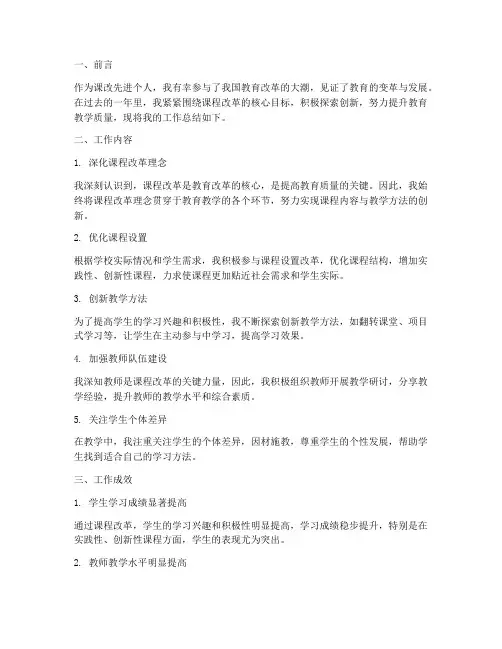 课改先进个人工作总结