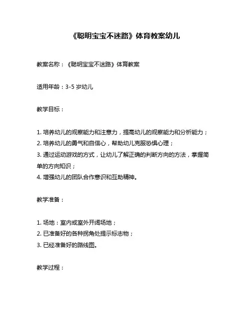 《聪明宝宝不迷路》体育教案幼儿