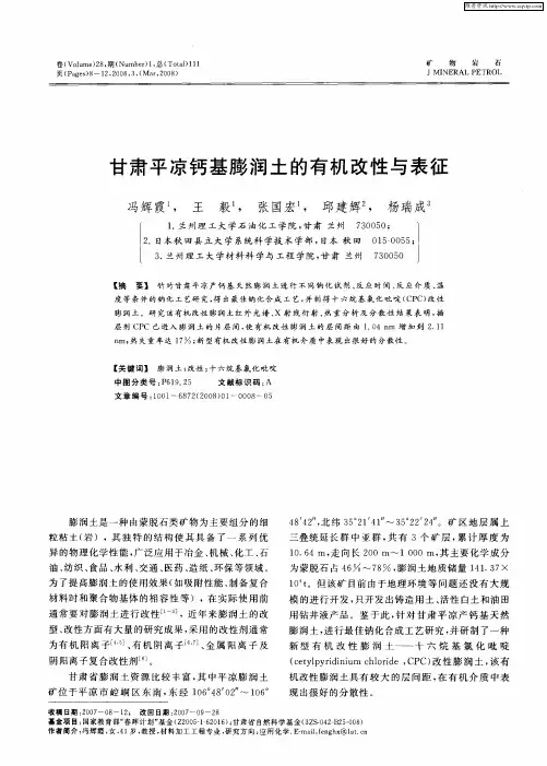 甘肃平凉钙基膨润土的有机改性与表征