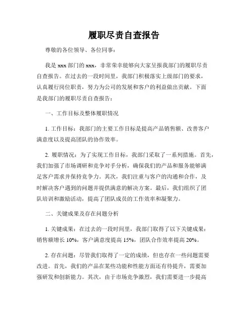 履职尽责自查报告
