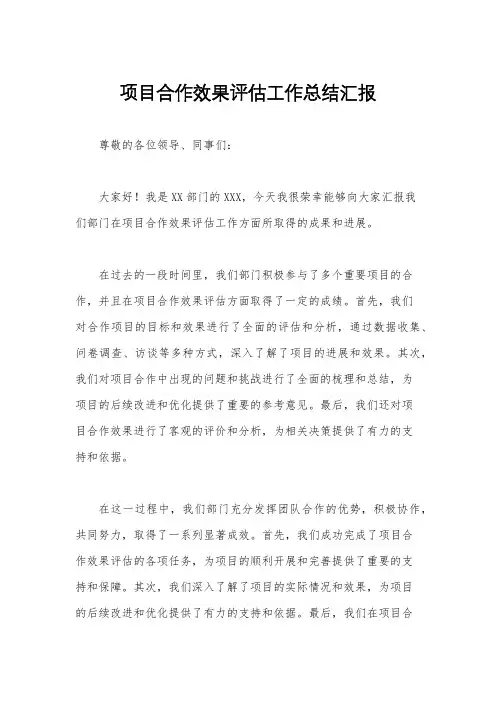 项目合作效果评估工作总结汇报