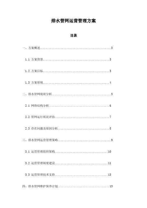 排水管网运营管理方案