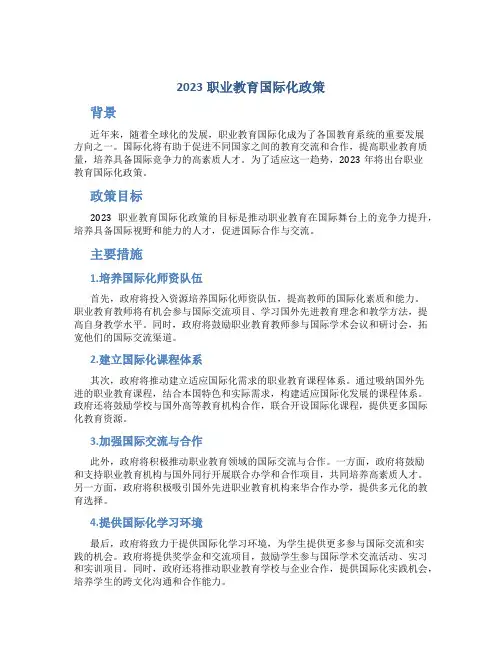 2023职业教育国际化政策