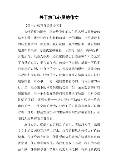 关于放飞心灵的作文
