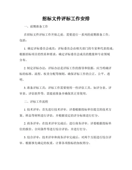 招标文件评标工作安排
