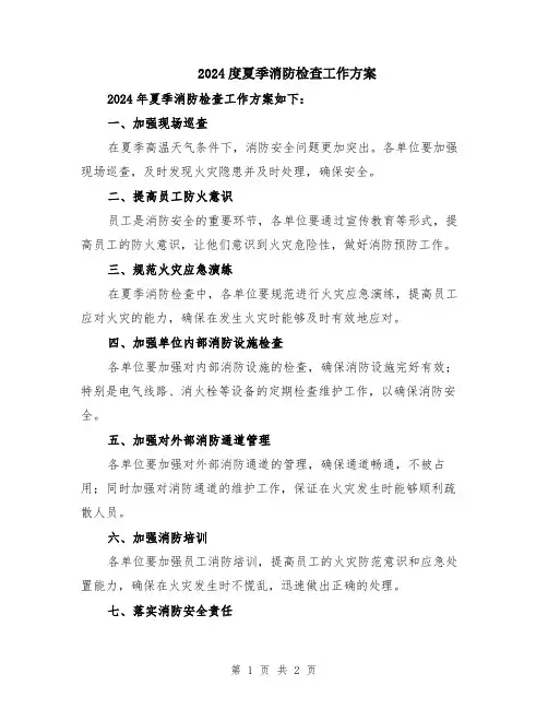 2024度夏季消防检查工作方案