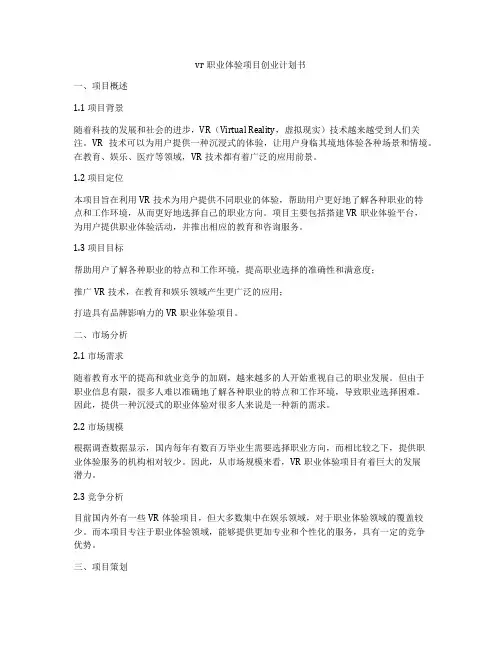 vr职业体验项目创业计划书