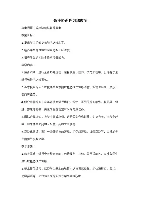 敏捷协调性训练教案