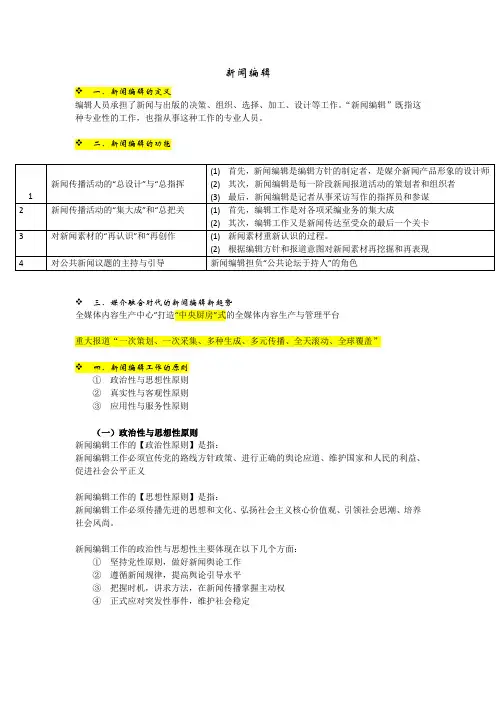 新闻编辑期末复习重点