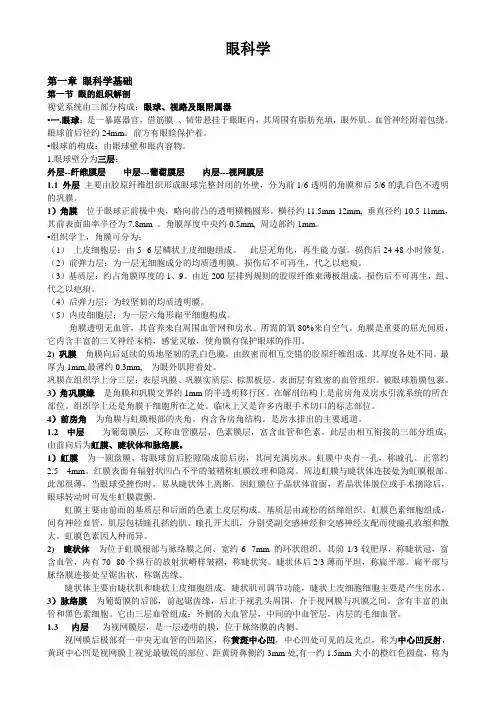 眼科学复习大纲讲解