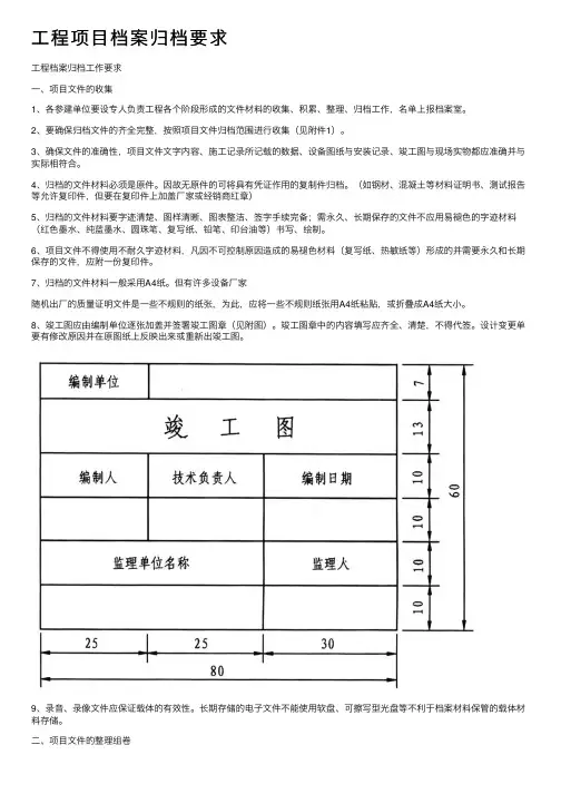 工程项目档案归档要求