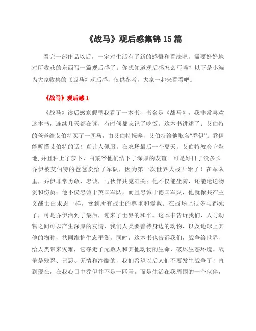 《战马》观后感集锦15篇