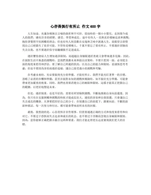 心存畏惧行有所止 作文600字