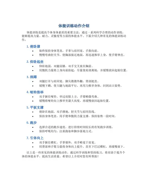 体能训练有哪些动作