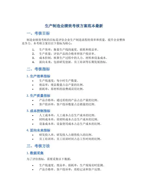 生产制造业绩效考核方案范本最新