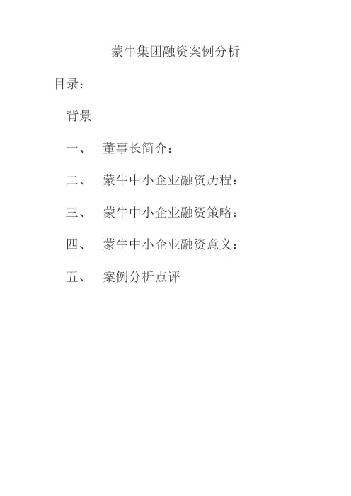 蒙牛集团融资案例分析