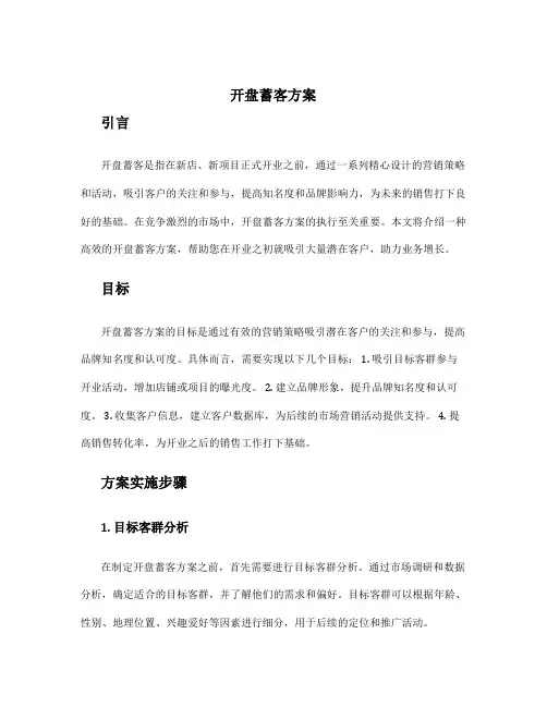 开盘蓄客方案