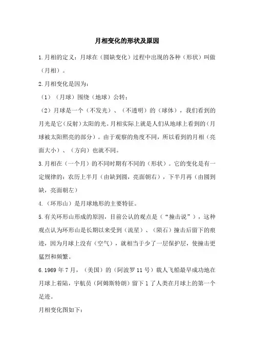 月相变化的形状及原因