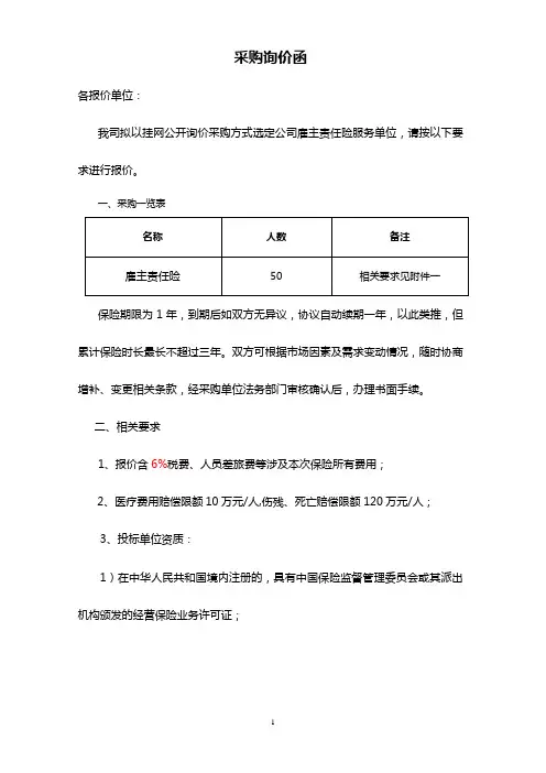 采购询价函