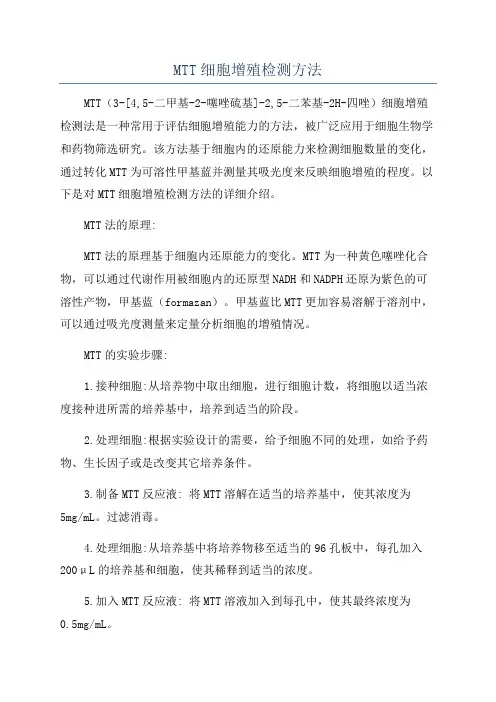 MTT细胞增殖检测方法