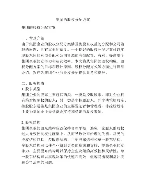 集团的股权分配方案