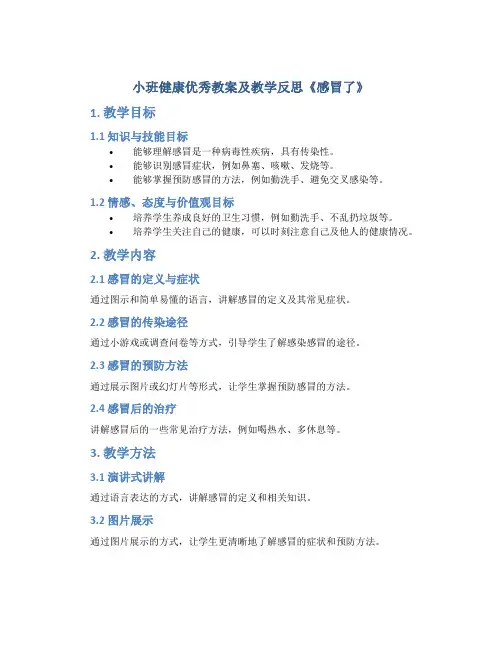 小班健康优秀教案及教学反思《感冒了》
