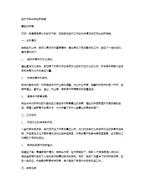 驻村干部半年述职报告范本