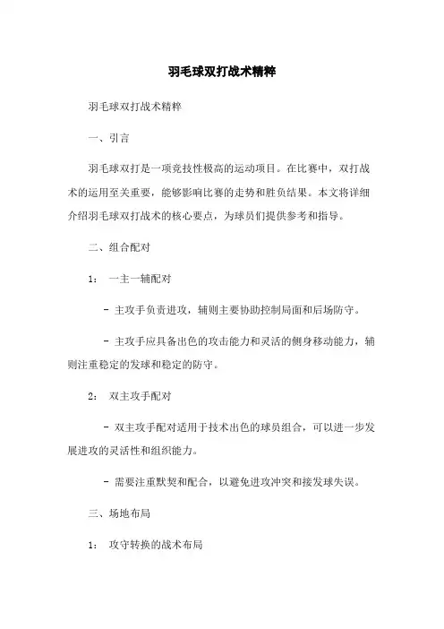 羽毛球双打战术精粹