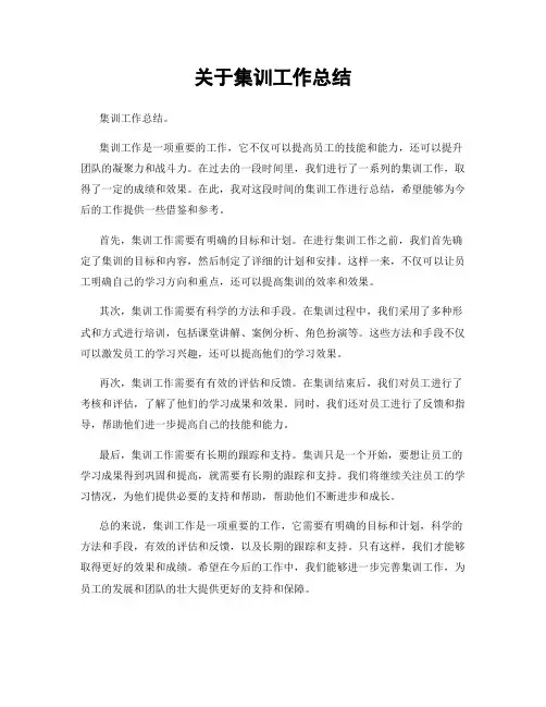 关于集训工作总结