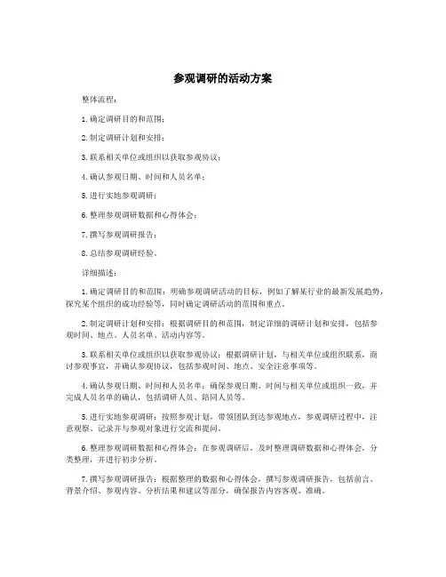 参观调研的活动方案