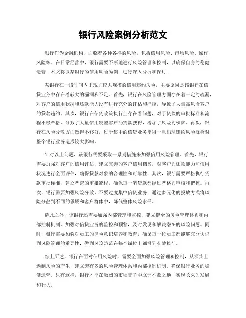 银行风险案例分析范文