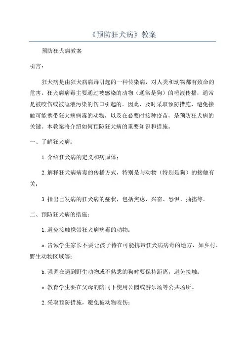 《预防狂犬病》教案