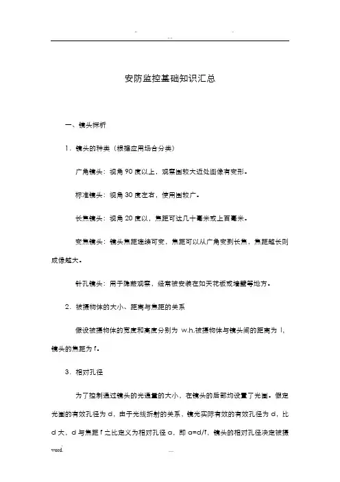 安防监控基础知识汇总