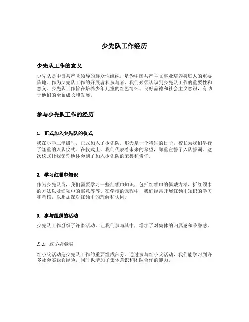 少先队工作经历怎么写