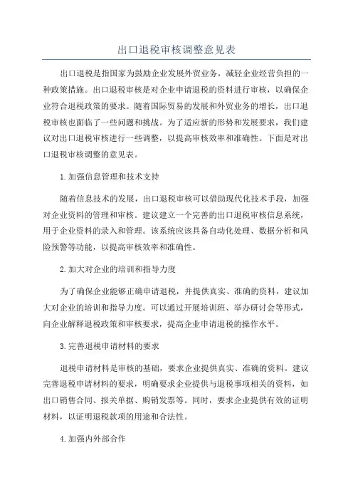 出口退税审核调整意见表