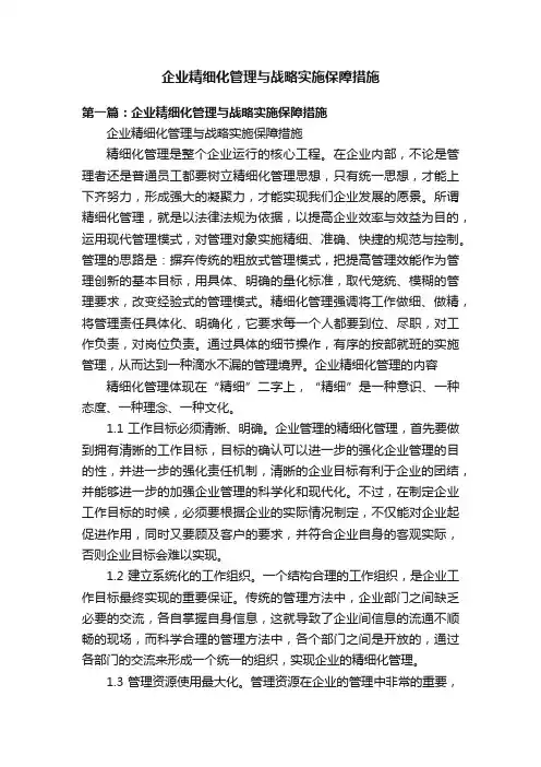 企业精细化管理与战略实施保障措施