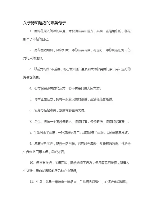 关于诗和远方的唯美句子