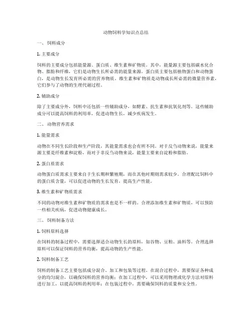 动物饲料学知识点总结