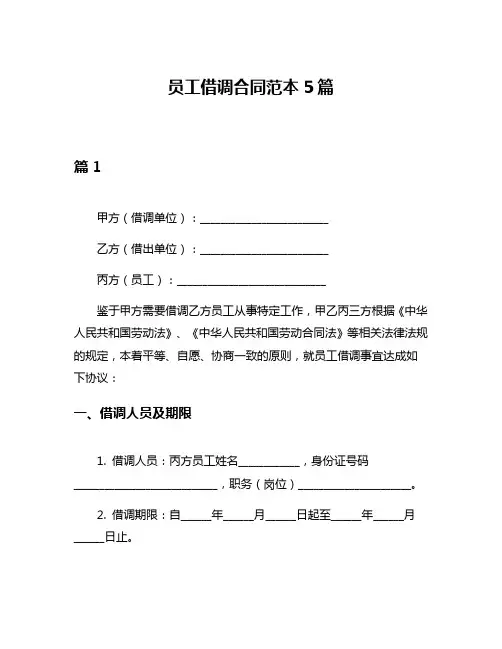 员工借调合同范本5篇
